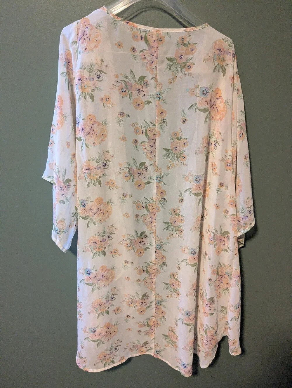 Mudd Floral Sheer Top in Peach, Mint & Cream